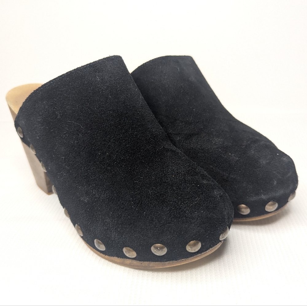 Free People Black Suede Studded Platform Clog Mule Bohemian Women's 6.5 / EUR 37